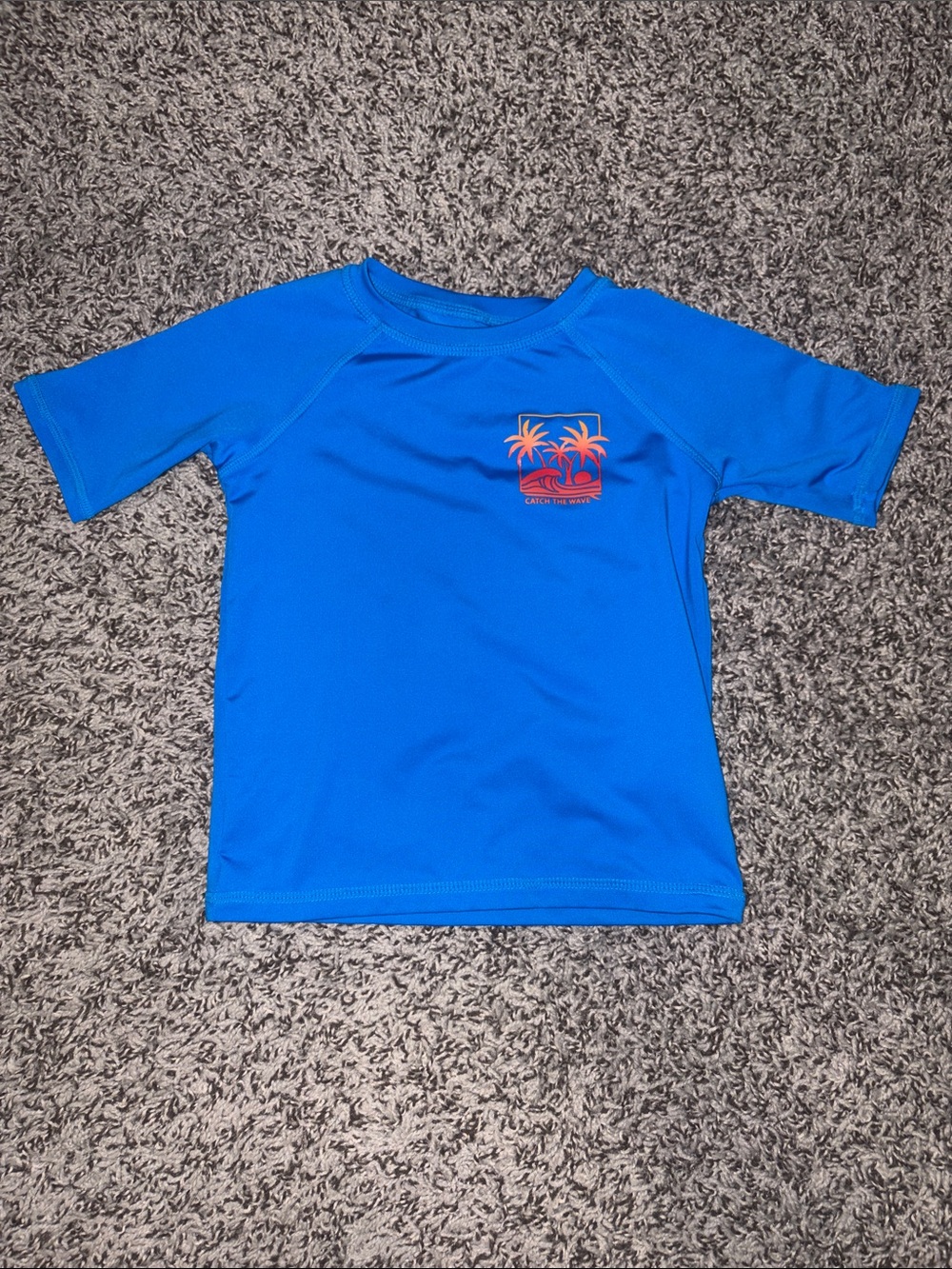 CLEARANCE 4 for $12 - Kids Blue Short Sleeve Swim Shirt with Palm Logo 3T